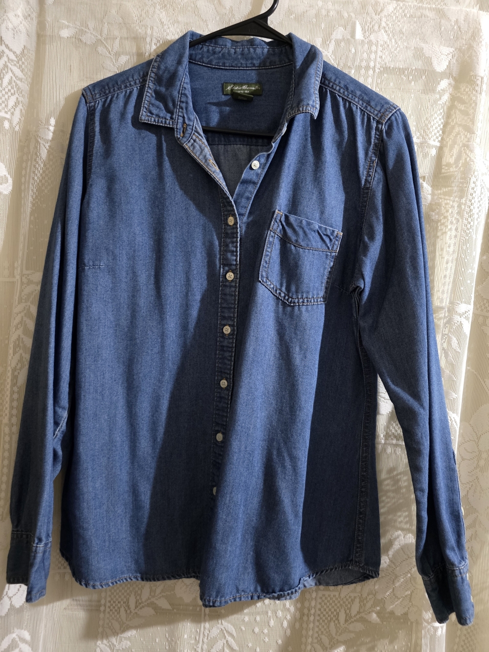 Eddie Bauer Women's Blue Denim Button-Down Shirt